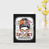 Messy Bun Spooky Sonograaf Fun Halloween Kostuum Kaart (Gele Bloem)