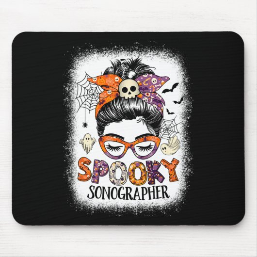 Messy Bun Spooky Sonograaf Grappig Halloween Costu Muismat (Voorkant)