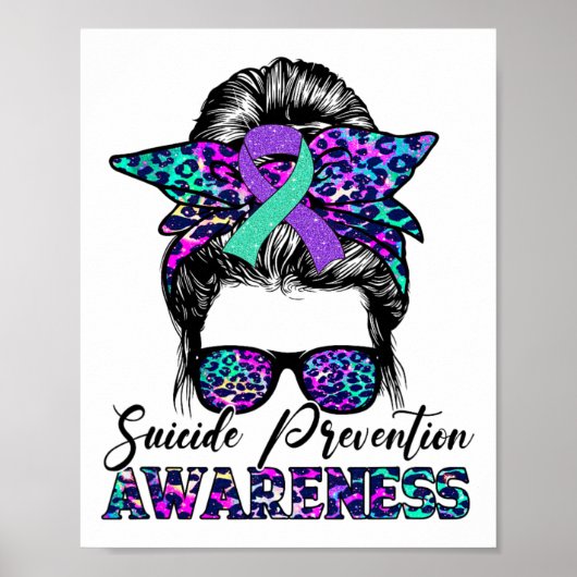 Messy Bun Suicide Prevention Awareness Suicide Rib Poster (Voorkant)
