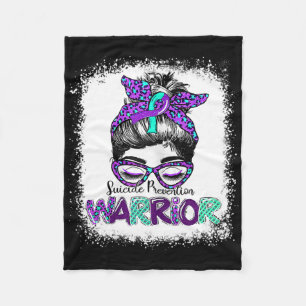 Messy Bun Suicide Prevention Warrior Awareness Rib Fleece Deken