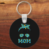 Messy Bun Sunglass Leopard Down Syndrome Awareness Sleutelhanger (Voorkant)