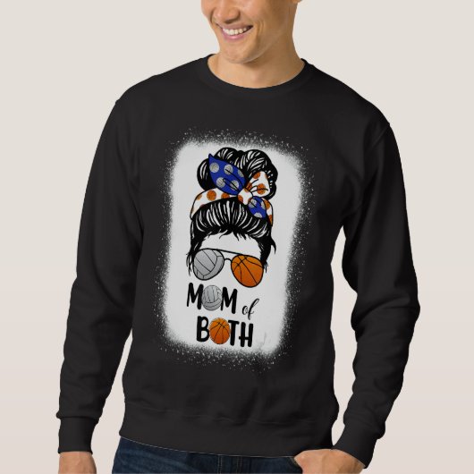 Messy Bun Volleyball Mam Basketball Mam van Beide Trui (Voorkant)
