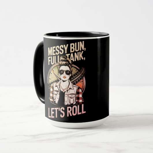 "Messy Bun" Vrouw Trucker Mok (Voorkant links)