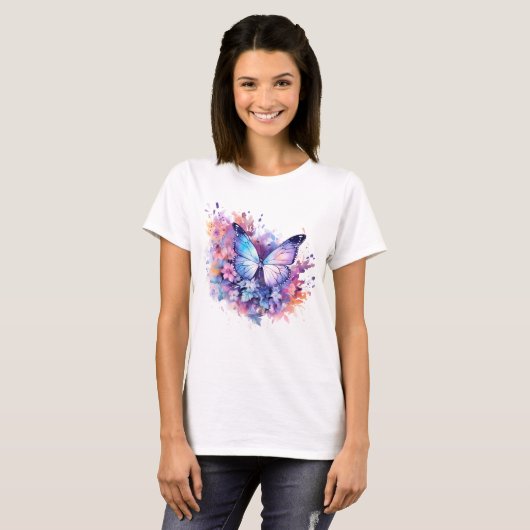 Messy Butterfly Waterverf T-shirt (Voorkant volledig)