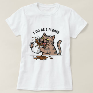 Messy cat drinking coffeeT-Shirt T-shirt