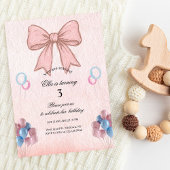 Messy Coquette Pink Bow Girl Birthday Kaart