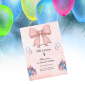 Messy Coquette Pink Bow Girl Birthday Kaart