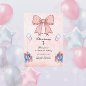 Messy Coquette Pink Bow Girl Birthday Kaart