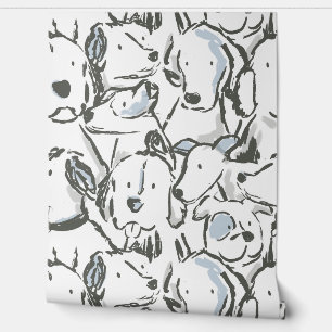 Messy Dog Sketches - Dierenschets - Grijs Blauw Behang