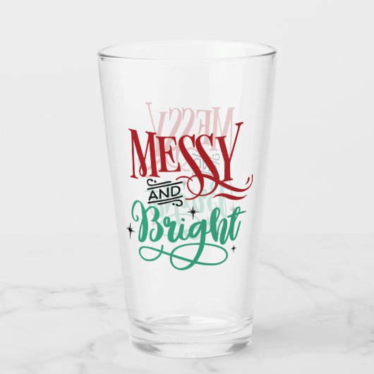 Messy en Bright | Funny Festive-kerstmis Glas (Achterkant)