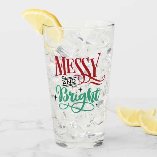 Messy en Bright | Funny Festive-kerstmis Glas (Voorkant ijs)