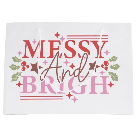 Messy en helder kerstcadeau gepersonaliseerd groot cadeauzakje (Voorkant)