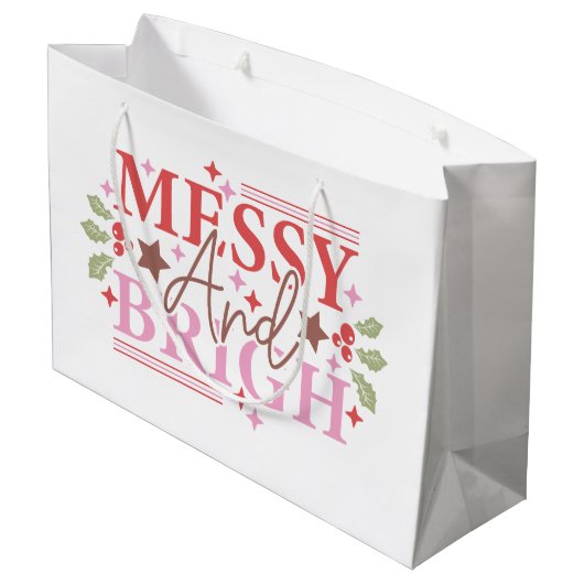 Messy en helder kerstcadeau gepersonaliseerd groot cadeauzakje (Achterkant Gekanteld)