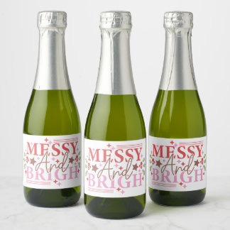 Messy en Helder Kerstcadeau Sparkling Wijnetiket