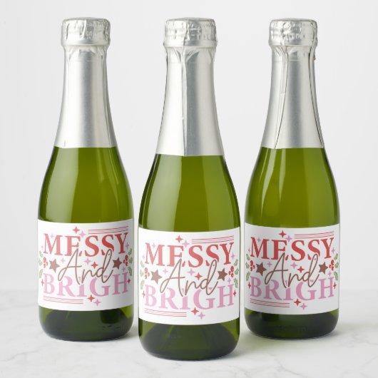 Messy en Helder Kerstcadeau Sparkling Wijnetiket (Flessen)