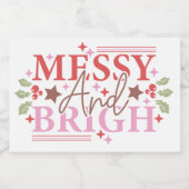 Messy en Helder Kerstcadeau Sparkling Wijnetiket (Enkel label)