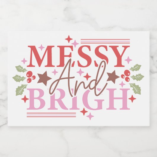 Messy en Helder Kerstcadeau Sparkling Wijnetiket (Enkel label)