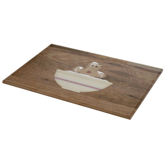 Messy Gingerbrood Man Glass Cutting Board Snijplank (Hoek)