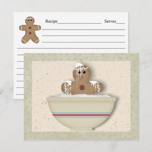 Messy Gingerbrood Man Recipe Card Briefkaart (Voorkant / Achterkant)