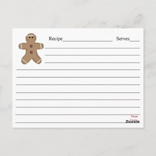 Messy Gingerbrood Man Recipe Card Briefkaart (Achterkant)
