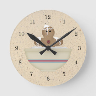 Messy Gingerbrood Man Wall Clock Ronde Klok