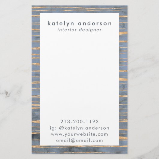 Messy Gold Line | Blauwe periwinkle | Beroepsbeoef Briefpapier (Voorkant)