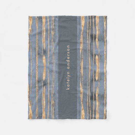 Messy Gold Line | Blauwe periwinkle | Beroepsbeoef Fleece Deken (Voorkant)