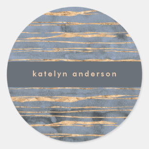 Messy Gold Line   Blauwe periwinkle   Beroepsbeoef Ronde Sticker