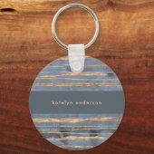 Messy Gold Line | Blauwe periwinkle | Beroepsbeoef Sleutelhanger (Voorkant)