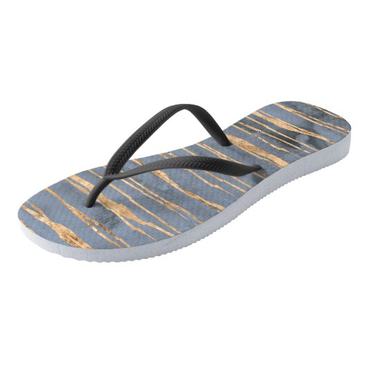 Messy Gold Line | Blauwe periwinkle | Beroepsbeoef Teenslippers (Schuin)