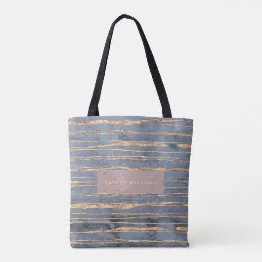 Messy Gold Line | Blauwe periwinkle | Beroepsbeoef Tote Bag (Achterkant)