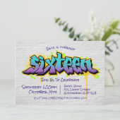 Messy Graffiti Zestiende Kaart (Staand voorkant)