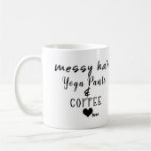Messy haar yoga broek koffie gepersonaliseerd chic koffiemok (Links)