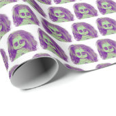 Messy Hair Creepy Doll Head in Mint Cadeaupapier (Rol Hoek)