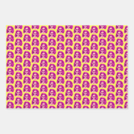 Messy Hair Creepy Doll Head Inpakpapier Vel