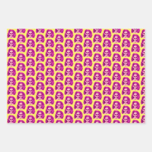 Messy Hair Creepy Doll Head Inpakpapier Vel (Voorkant)