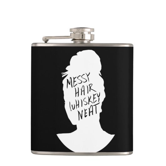 Messy Hair, Whiskey Neat Heupfles (Voorkant)