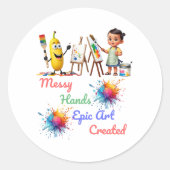 Messy Hands Epic Art viert Wereldkunstdag Ronde Sticker (Voorkant)