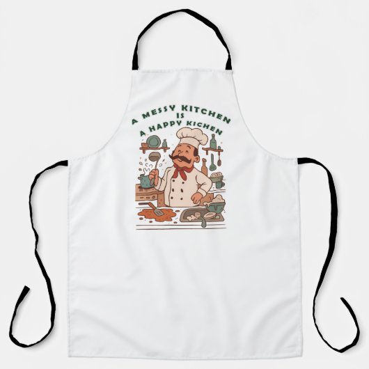 Messy Kitchen, Happy Chef Schort (Voorkant)