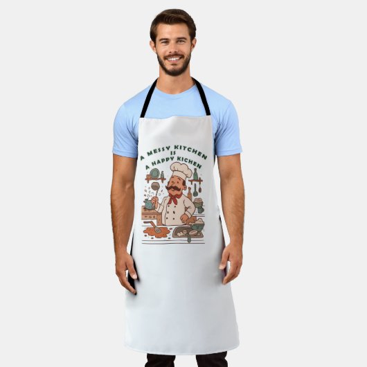 Messy Kitchen, Happy Chef Schort (Gedragen)