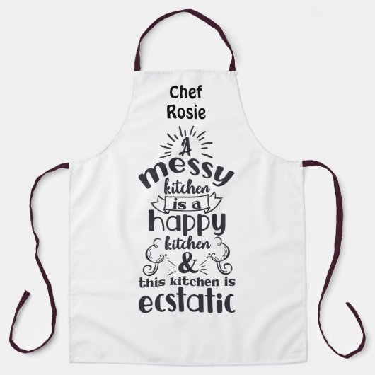Messy Kitchen is Happy en Ecstatische Specialized Schort (Voorkant)