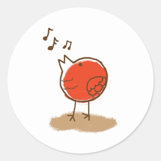 Messy Little Red Bird zingen muziek Ronde Sticker (Voorkant)