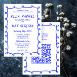 Messy Loops Hand getrokken Aangepaste QR Bar Bat M Kaart<br><div class="desc">Perfecte kaart om een bat mitswa, bar mitswa of andere Joodse viering aan te kondigen! Hand gemaakt rommelige penseelstrek loops lijst voor u aan de voorzijde! VOLLEDIG ! Klik hierboven op "Personaliseer" om de tekst te bewerken en uw link toe te voegen aan de QR-code. Klik op "bewerken met het...</div>
