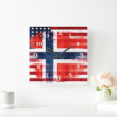 Messy Paint Strokes Noorse Amerikaanse vlag Vierkante Klok (Huis)