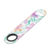 Messy Pink Oranje Floral Waterverf Monogram Speed Flessenopener (Achterkant Gekanteld)