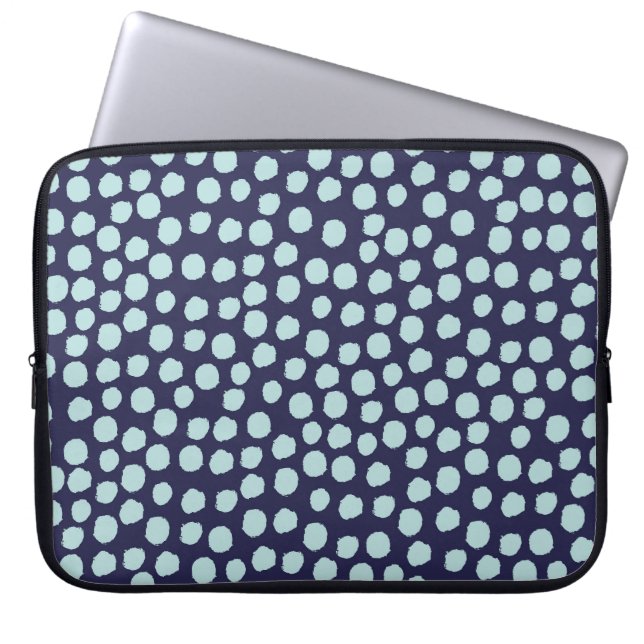 Messy polka dots, trendy inktpatroon. laptop sleeve (Voorkant)