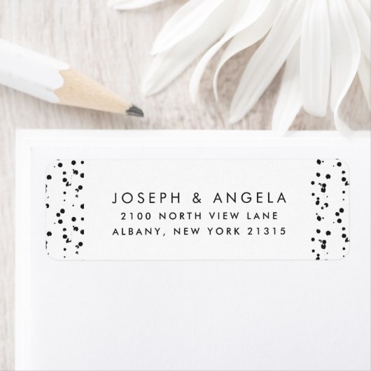 Messy Tiny Inky Spots Bruiloft Retouradres Etiket (Insitu)