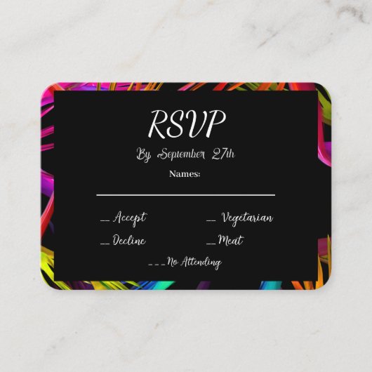 Messy Tropical Garden Black RSVP Informatiekaartje (Voorkant)