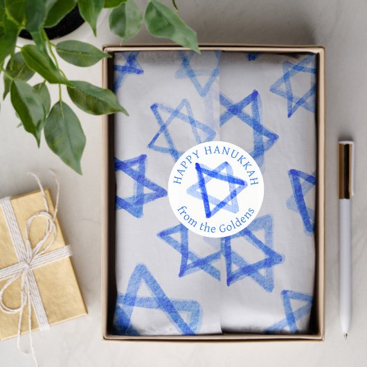 Messy Watercolor Stars CUSTOM Hanukkah  Ronde Sticker