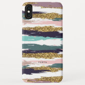 Messy waterverven strepen gouden glitter accent Case-Mate iPhone case (Achterkant)